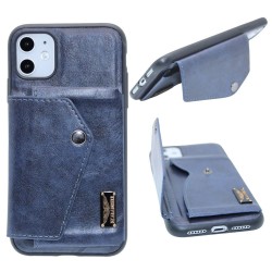 Leather back pocket wallet case for iPhone 11- Blue
