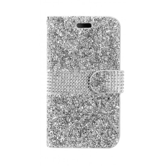 iPhone 6/6S Diamond Full Wallet Silver