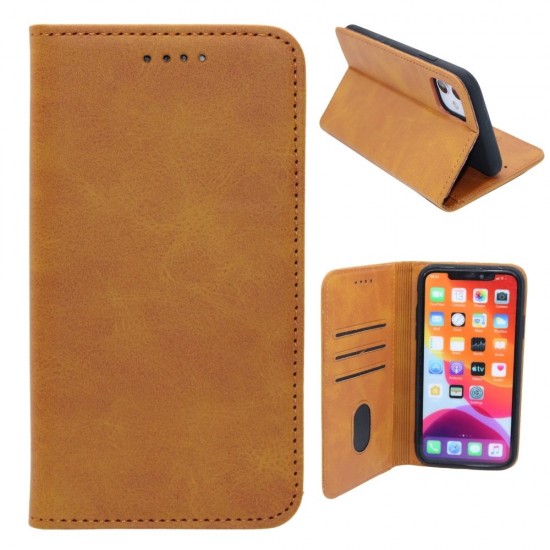 Classic design wallet case for iPhone 11- Brown