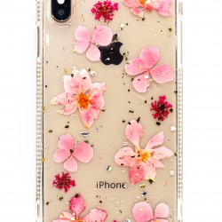 iPhone XR Clear Shimmer Flower Design Case Rose