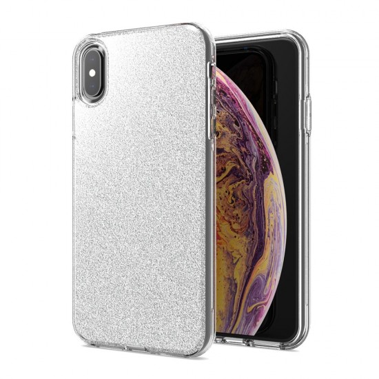 iPhone X/XS Clear Shimmer Glitter Silver