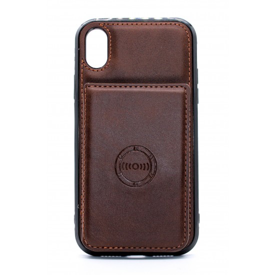 iPhone X/XS Back Wallet Magnetic Dark Brown