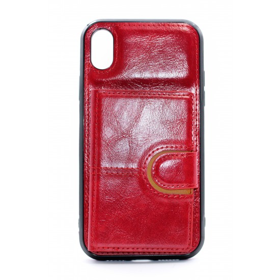 iPhone X/XS Back Wallet PU Leather Red