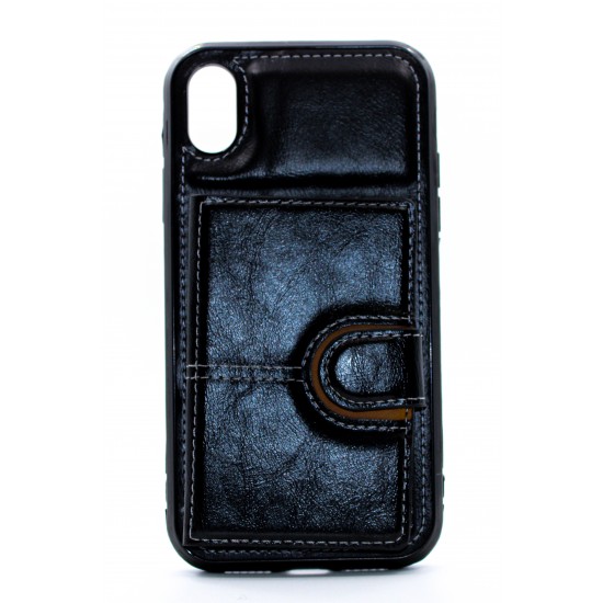 iPhone X/XS Back Wallet PU Leather Black
