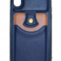 iPhone X/XS Back Wallet Buttoned Blue