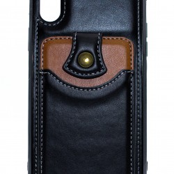 iPhone XR Back Wallet Buttoned Black