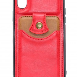 iPhone XS Max Back Wallet Buttoned Red
