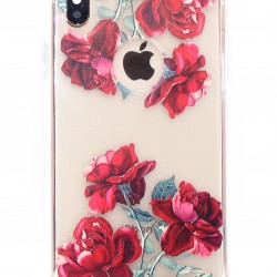 iPhone XS Max Clear 2-in-1 Floral Design Case Red Rose 