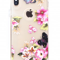 iPhone XS Max Clear 2-in-1 Floral Design Case Pink Flowers