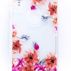 iPhone XS Max Clear 2-in-1 Flower Design Case Red