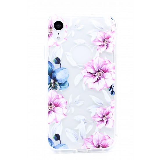 iPhone XR Clear 2-in-1 Flower Design Case Pink Lily 