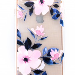 iPhone 7/8/SE Clear 2-in-1 Flower Design Case Pink/Blue