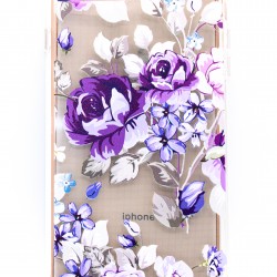 iPhone 7/8  Plus Clear 2-in-1 Flower Design Case Purple Rose 