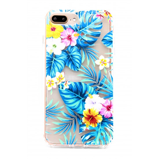 iPhone 7/8  Plus Clear 2-in-1 Flower Design Case Tropical