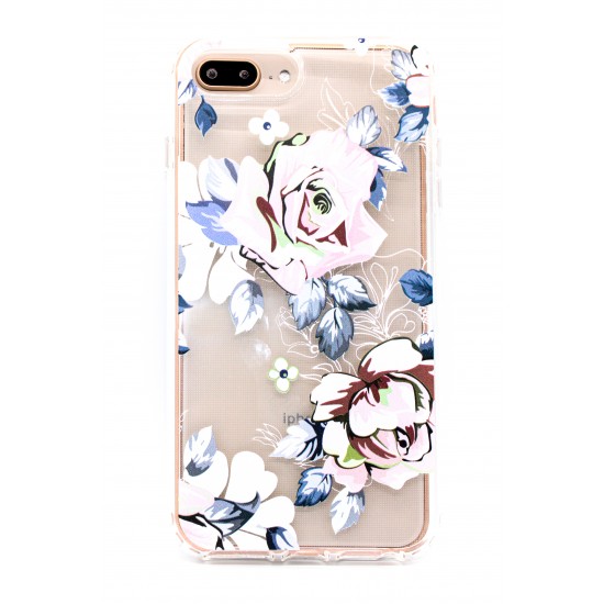 iPhone 7/8/SE Clear 2-in-1 Flower Design Case Rose Gold