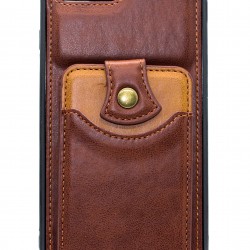 iPhone 7/8  Plus Back Wallet Buttoned Brown