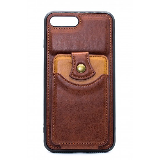 iPhone 7/8  Plus Back Wallet Buttoned Brown