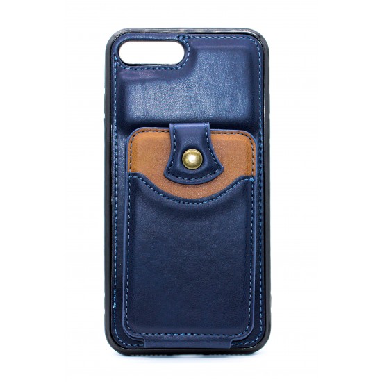 iPhone 7/8  Plus Back Wallet Buttoned Blue