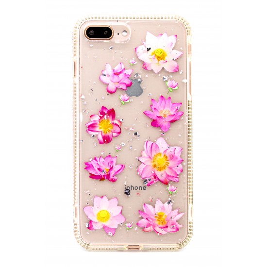 iPhone 7/8  Plus Clear Flower Design Pink