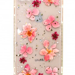 iPhone 7/8  Plus Clear Flower Design Peach