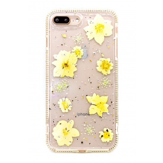 iPhone 7/8  Plus Clear Flower Design Light Yellow 