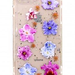 iPhone 7/8  Plus Clear Flower Design Purple