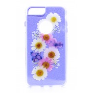 iPhone 7/8/SE Clear 2-in-1 Flower Design Classic Case Purple
