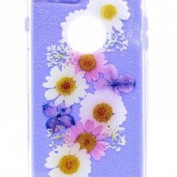 iPhone 7/8/SE Clear 2-in-1 Flower Design Classic Case Purple