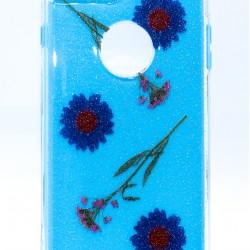 iPhone 7/8/SE Clear 2-in-1 Flower Design Classic Case Blue