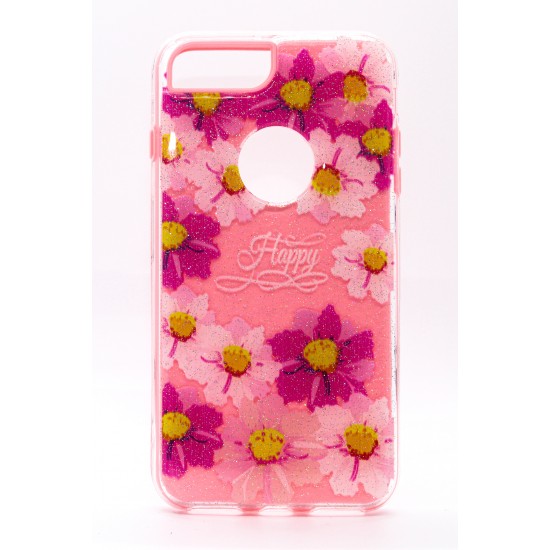 iPhone 7/8/SE Clear 2-in-1 Flower Design Classic Case Pink