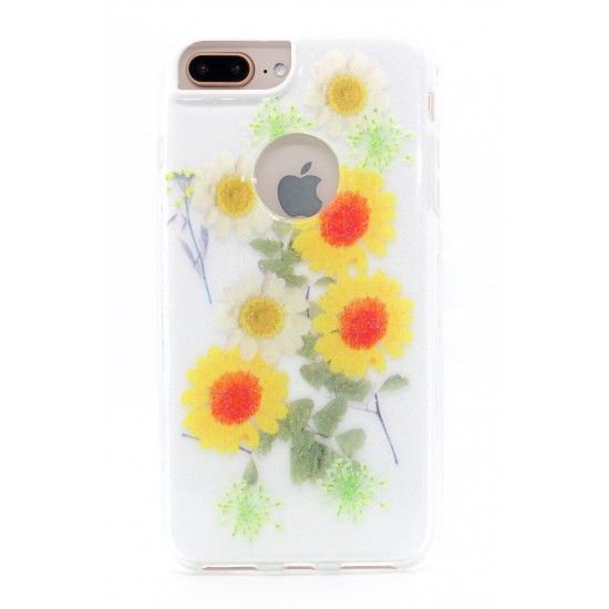 iPhone 7/8/SE Clear 2-in-1 Flower Design Classic Case Yellow 