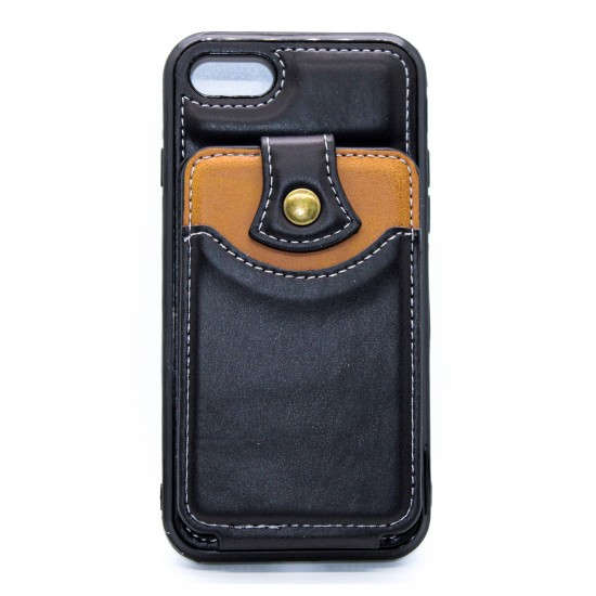 iPhone 7/8/SE 2020 Back Wallet Faux leather - Black/Brown