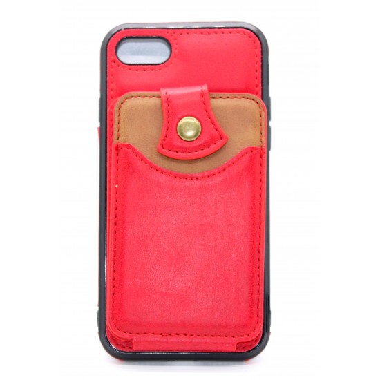 iPhone 7/8/SE 2020 Back Wallet Faux leather - Red/Brown