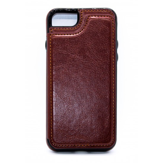 iPhone 7/8/SE 2020 Back Wallet Faux leather - Dark Brown