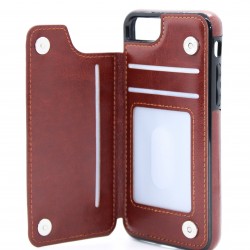 iPhone 7/8/SE 2020 Back Wallet Faux leather - Dark Brown