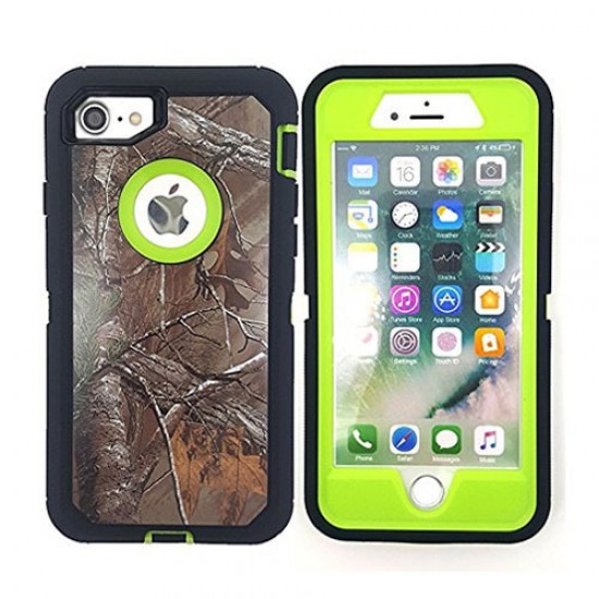 iPhone 6 Plus/6s Plus Defender Armor Case  With Belt Clip - Green Camouflage