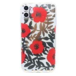Red flowers with leaves case for iPhone 12/12 Pro