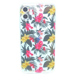 iPhone 11 flower case with leaves- Red & Yellow