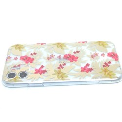 iPhone 11 flower case with leaves- Red & Yellow