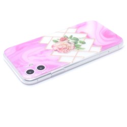 Pink Marble with flowers case for iPhone 11