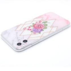 Light Pink & White Marble with flowers case for iPhone 12/12 Pro