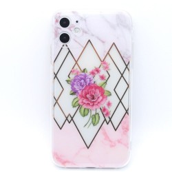 Light Pink & White Marble with flowers case for iPhone 12/12 Pro