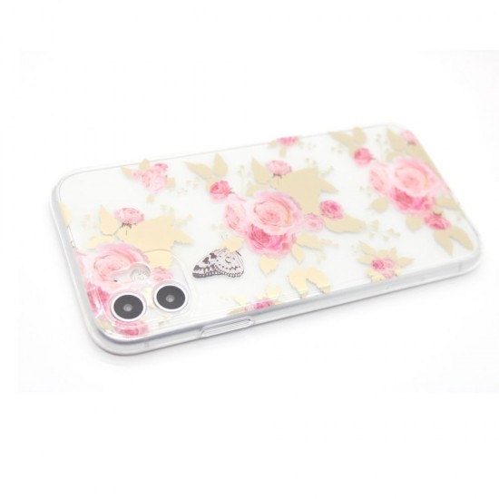 Pink Flower with leaves case for iPhone 12/12 Pro