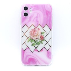Pink Marble with flowers case for iPhone 11