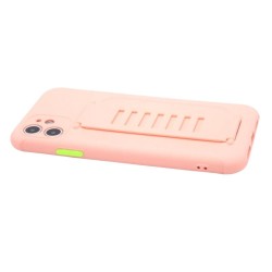 Silicone Case with Wrist Strip for iPhone 11- Rose Pink