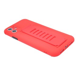 Silicone Case with Wrist Strip for iPhone 11- Red