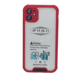 Clear Protective Case with camera protection for iPhone 11- Red & Black