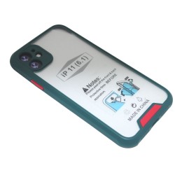 Clear Protective Case with camera protection for iPhone 11- Dark Green & Red