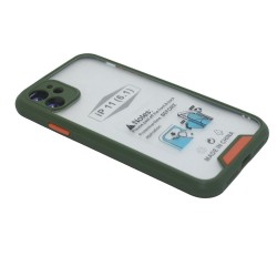 Clear Protective Case with camera protection for iPhone 11- Light Green & Orange