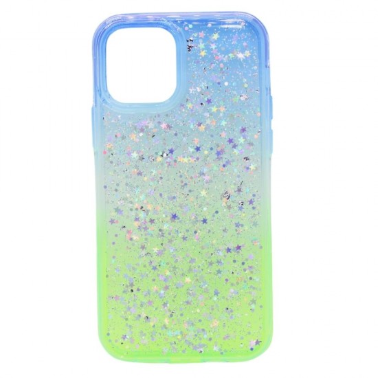 2-in-1 Colorful Glitter Case for iPhone 12/12 Pro- Blue & Green